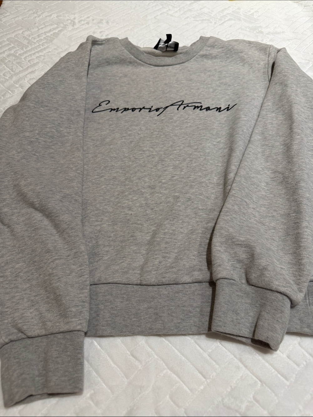 Emporio Armani Light Grey Script Logo Crewneck Sweatshirt